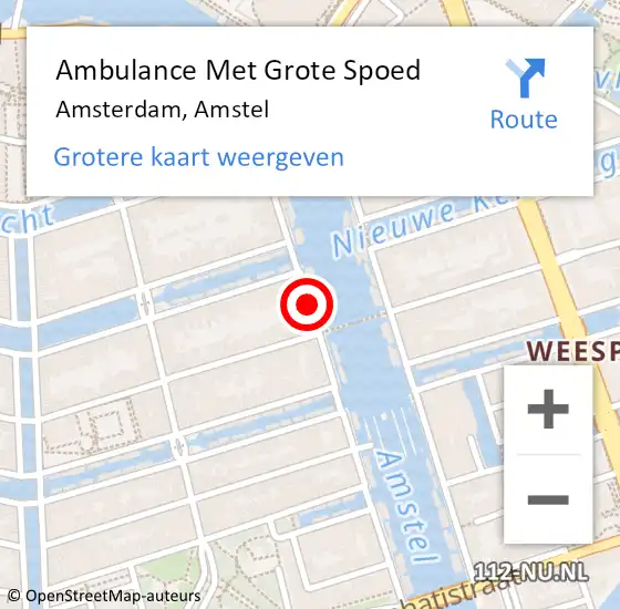 Locatie op kaart van de 112 melding: Ambulance Met Grote Spoed Naar Amsterdam, Amstel op 9 februari 2020 15:04