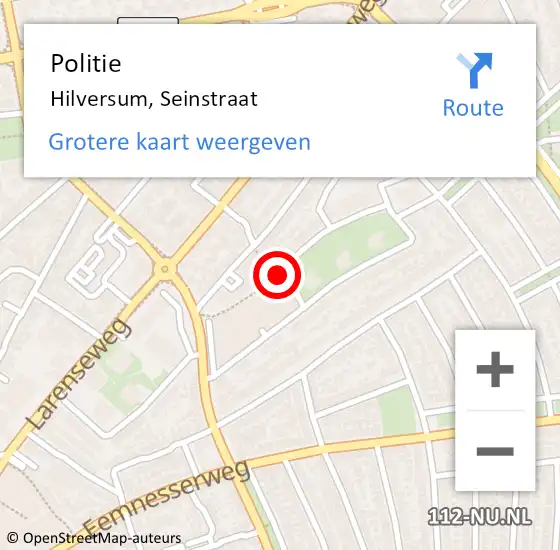 Locatie op kaart van de 112 melding: Politie Hilversum, Seinstraat op 9 februari 2020 15:06