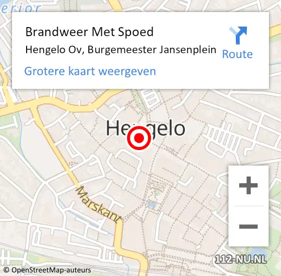 Locatie op kaart van de 112 melding: Brandweer Met Spoed Naar Hengelo Ov, Burgemeester Jansenplein op 9 februari 2020 15:09