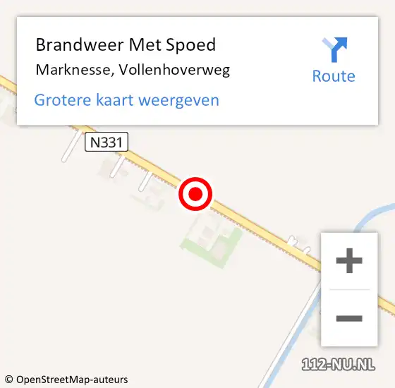 Locatie op kaart van de 112 melding: Brandweer Met Spoed Naar Marknesse, Vollenhoverweg op 9 februari 2020 15:13