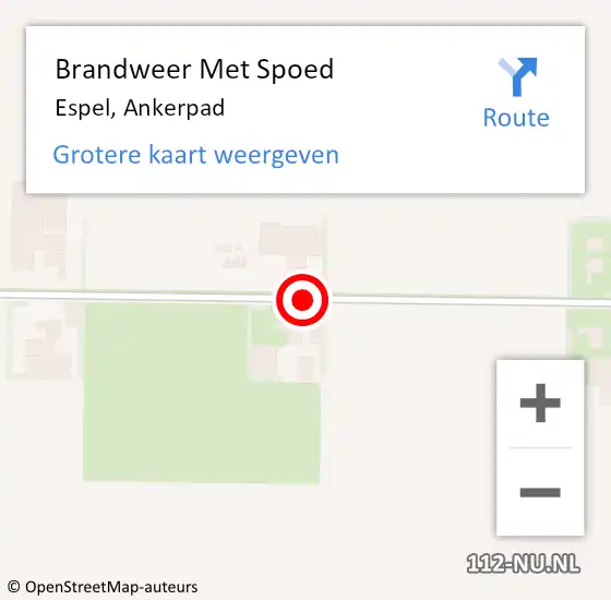 Locatie op kaart van de 112 melding: Brandweer Met Spoed Naar Espel, Ankerpad op 9 februari 2020 15:17