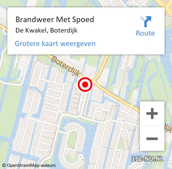 Locatie op kaart van de 112 melding: Brandweer Met Spoed Naar De Kwakel, Boterdijk op 9 februari 2020 15:22