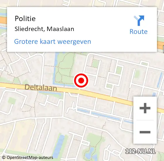 Locatie op kaart van de 112 melding: Politie Sliedrecht, Maaslaan op 9 februari 2020 15:29