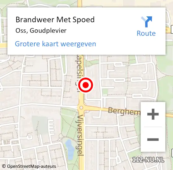 Locatie op kaart van de 112 melding: Brandweer Met Spoed Naar Oss, Goudplevier op 9 februari 2020 15:45