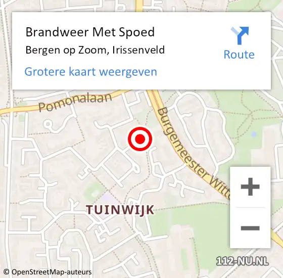 Locatie op kaart van de 112 melding: Brandweer Met Spoed Naar Bergen op Zoom, Irissenveld op 9 februari 2020 15:53