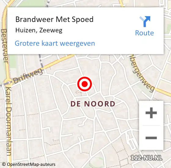 Locatie op kaart van de 112 melding: Brandweer Met Spoed Naar Huizen, Zeeweg op 9 februari 2020 15:53