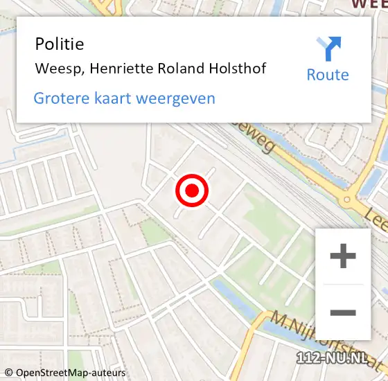 Locatie op kaart van de 112 melding: Politie Weesp, Henriette Roland Holsthof op 9 februari 2020 15:55