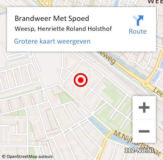 Locatie op kaart van de 112 melding: Brandweer Met Spoed Naar Weesp, Henriette Roland Holsthof op 9 februari 2020 15:55