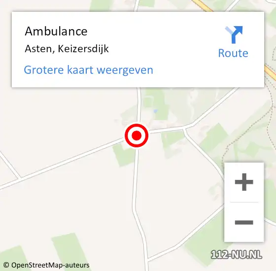 Locatie op kaart van de 112 melding: Ambulance Asten, Keizersdijk op 9 februari 2020 15:59