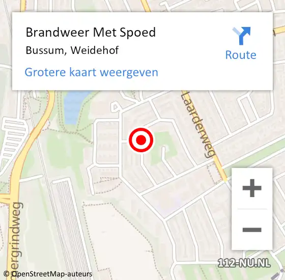 Locatie op kaart van de 112 melding: Brandweer Met Spoed Naar Bussum, Weidehof op 9 februari 2020 16:00