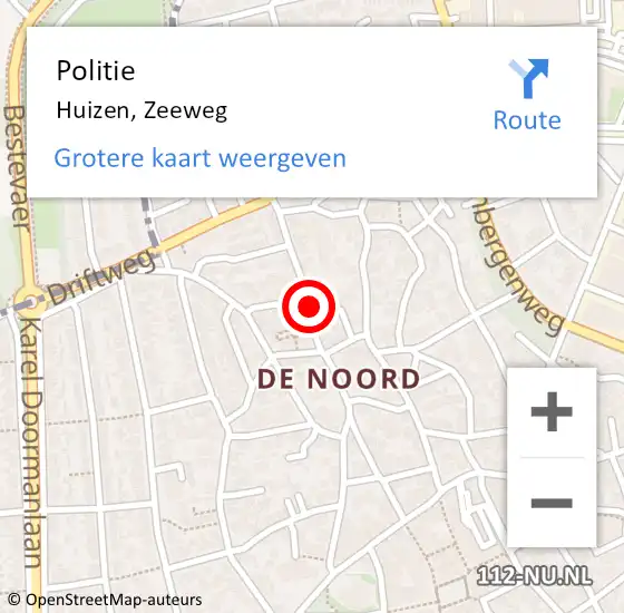 Locatie op kaart van de 112 melding: Politie Huizen, Zeeweg op 9 februari 2020 16:02