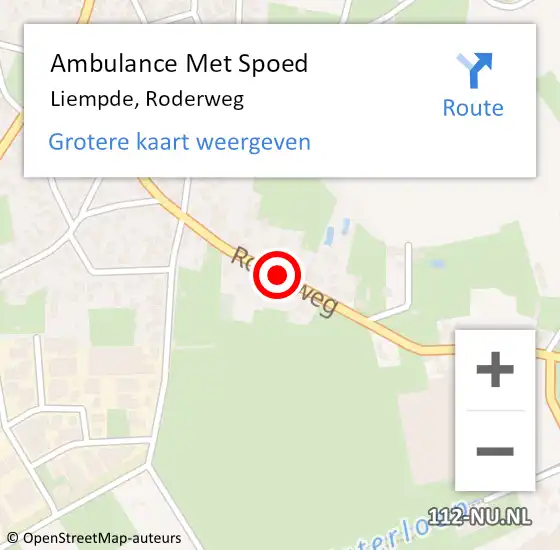 Locatie op kaart van de 112 melding: Ambulance Met Spoed Naar Liempde, Roderweg op 9 februari 2020 16:30