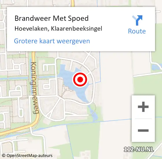 Locatie op kaart van de 112 melding: Brandweer Met Spoed Naar Hoevelaken, Klaarenbeeksingel op 9 februari 2020 16:33