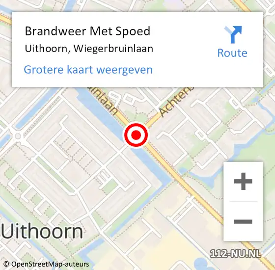 Locatie op kaart van de 112 melding: Brandweer Met Spoed Naar Uithoorn, Wiegerbruinlaan op 9 februari 2020 16:36