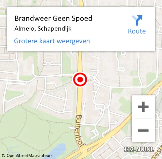 Locatie op kaart van de 112 melding: Brandweer Geen Spoed Naar Almelo, Schapendijk op 9 februari 2020 16:37