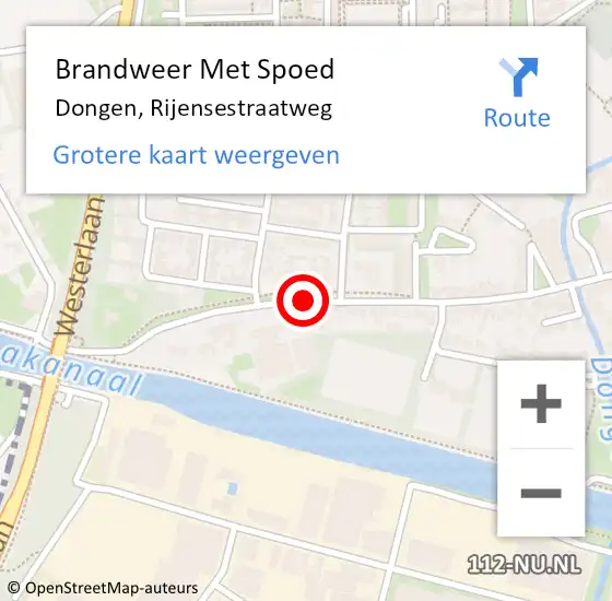 Locatie op kaart van de 112 melding: Brandweer Met Spoed Naar Dongen, Rijensestraatweg op 9 februari 2020 16:37