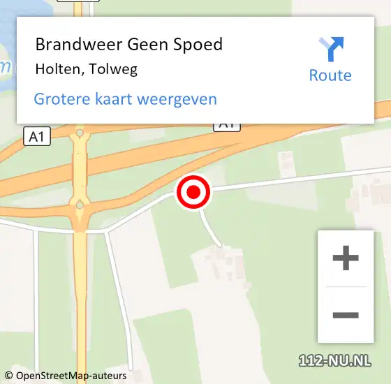 Locatie op kaart van de 112 melding: Brandweer Geen Spoed Naar Holten, Tolweg op 9 februari 2020 16:39