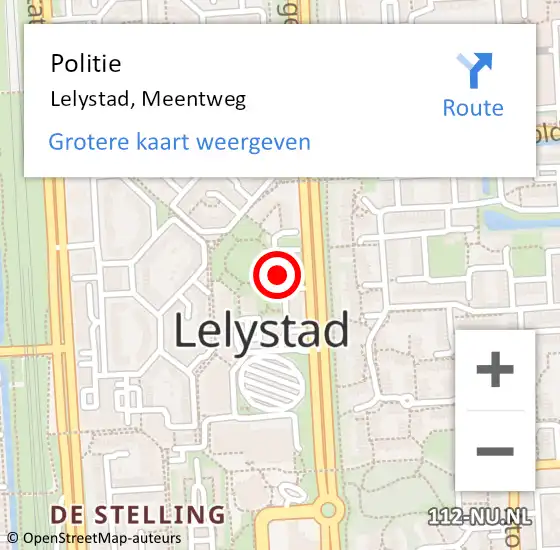 Locatie op kaart van de 112 melding: Politie Lelystad, Meentweg op 9 februari 2020 16:40