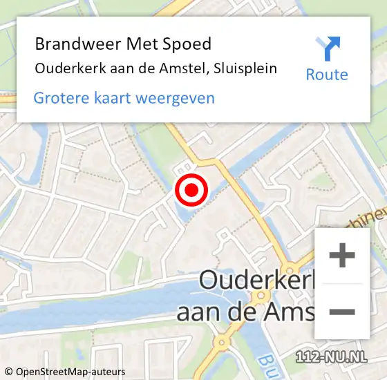 Locatie op kaart van de 112 melding: Brandweer Met Spoed Naar Ouderkerk aan de Amstel, Sluisplein op 9 februari 2020 16:41