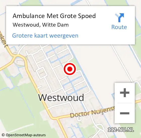 Locatie op kaart van de 112 melding: Ambulance Met Grote Spoed Naar Westwoud, Witte Dam op 9 februari 2020 16:43