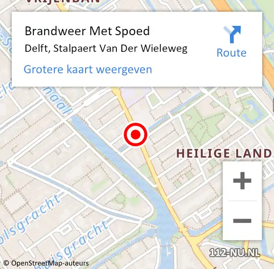 Locatie op kaart van de 112 melding: Brandweer Met Spoed Naar Delft, Stalpaert Van Der Wieleweg op 9 februari 2020 16:43
