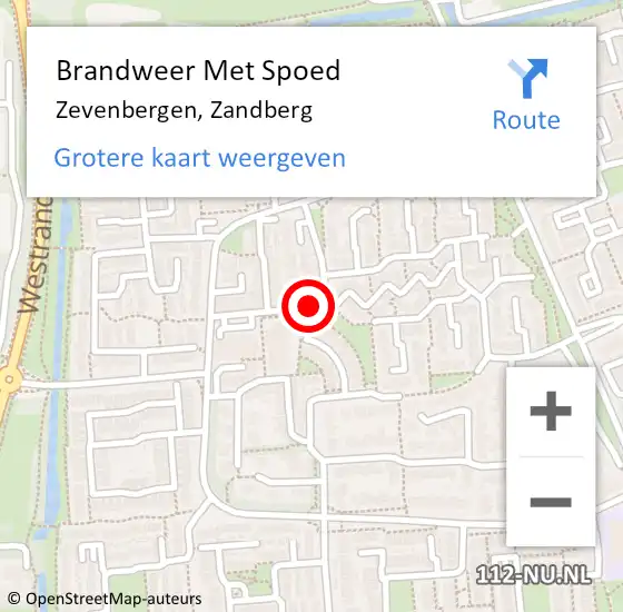 Locatie op kaart van de 112 melding: Brandweer Met Spoed Naar Zevenbergen, Zandberg op 9 februari 2020 16:57