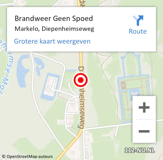 Locatie op kaart van de 112 melding: Brandweer Geen Spoed Naar Markelo, Diepenheimseweg op 9 februari 2020 16:57