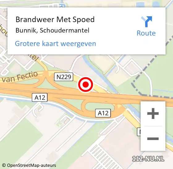 Locatie op kaart van de 112 melding: Brandweer Met Spoed Naar Bunnik, Schoudermantel op 9 februari 2020 17:03