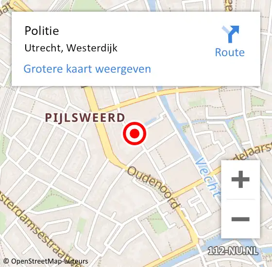 Locatie op kaart van de 112 melding: Politie Utrecht, Westerdijk op 9 februari 2020 17:05