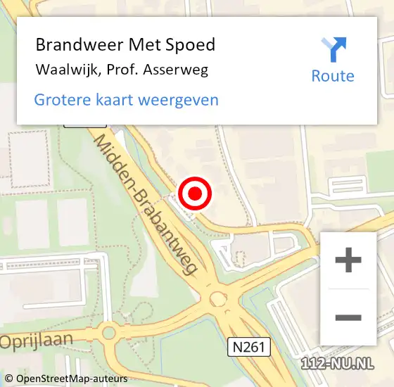 Locatie op kaart van de 112 melding: Brandweer Met Spoed Naar Waalwijk, Prof. Asserweg op 9 februari 2020 17:06