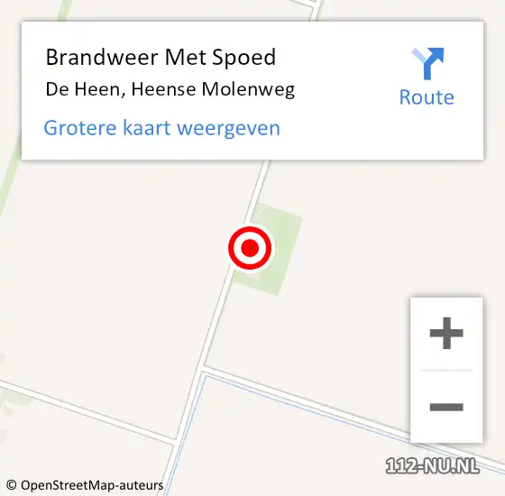 Locatie op kaart van de 112 melding: Brandweer Met Spoed Naar De Heen, Heense Molenweg op 9 februari 2020 17:08