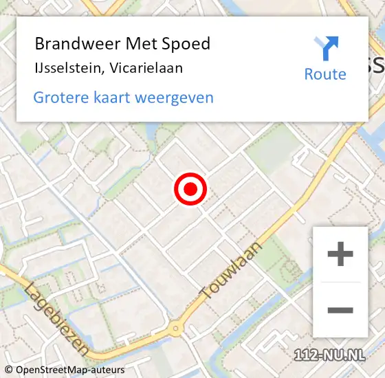 Locatie op kaart van de 112 melding: Brandweer Met Spoed Naar IJsselstein, Vicarielaan op 9 februari 2020 17:14