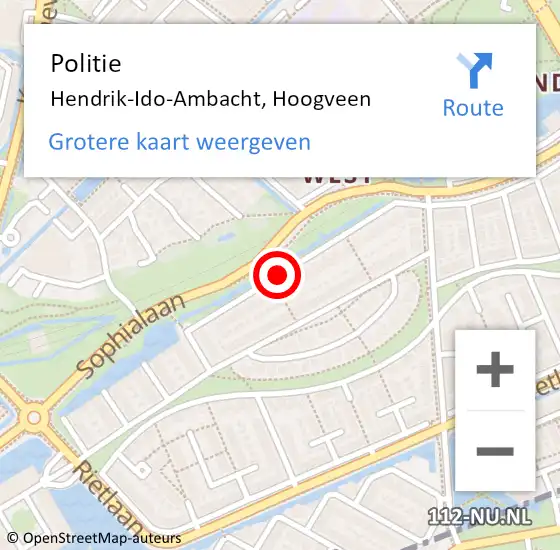 Locatie op kaart van de 112 melding: Politie Hendrik-Ido-Ambacht, Hoogveen op 9 februari 2020 17:17