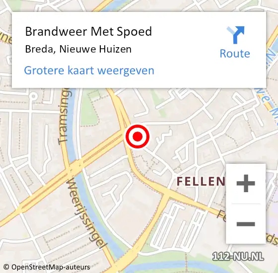 Locatie op kaart van de 112 melding: Brandweer Met Spoed Naar Breda, Nieuwe Huizen op 9 februari 2020 17:36