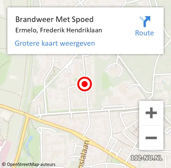 Locatie op kaart van de 112 melding: Brandweer Met Spoed Naar Ermelo, Frederik Hendriklaan op 9 februari 2020 17:37