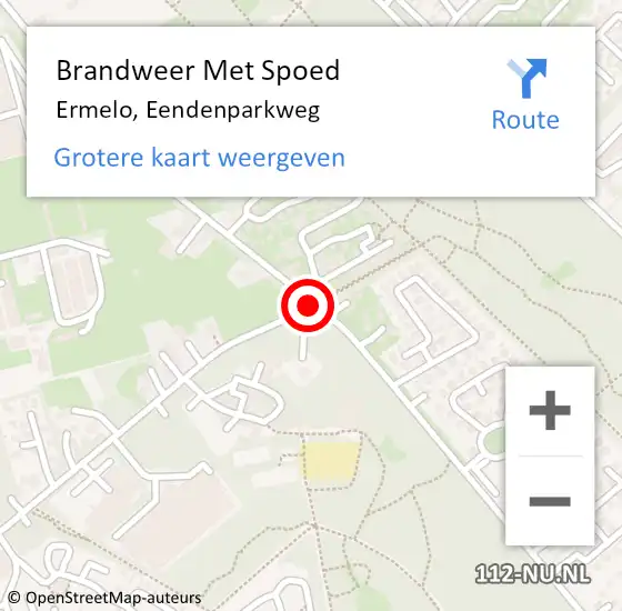 Locatie op kaart van de 112 melding: Brandweer Met Spoed Naar Ermelo, Eendenparkweg op 9 februari 2020 17:37