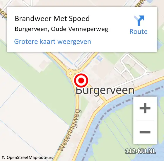 Locatie op kaart van de 112 melding: Brandweer Met Spoed Naar Burgerveen, Oude Venneperweg op 9 februari 2020 17:52