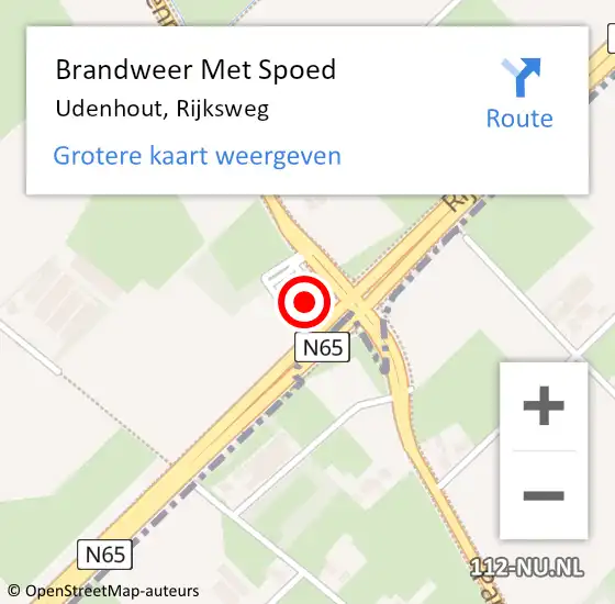 Locatie op kaart van de 112 melding: Brandweer Met Spoed Naar Udenhout, Rijksweg op 9 februari 2020 17:57