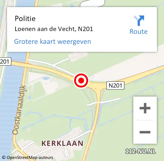 Locatie op kaart van de 112 melding: Politie Loenen aan de Vecht, N201 op 9 februari 2020 17:57