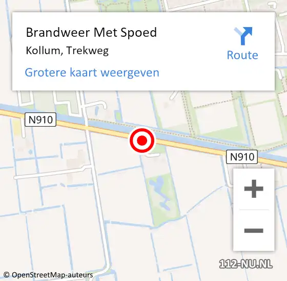 Locatie op kaart van de 112 melding: Brandweer Met Spoed Naar Kollum, Trekweg op 9 februari 2020 18:03