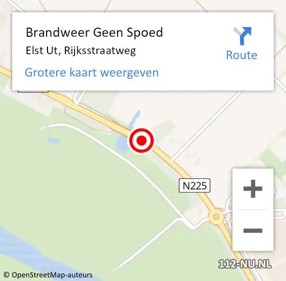 Locatie op kaart van de 112 melding: Brandweer Geen Spoed Naar Elst Ut, Rijksstraatweg op 9 februari 2020 18:03