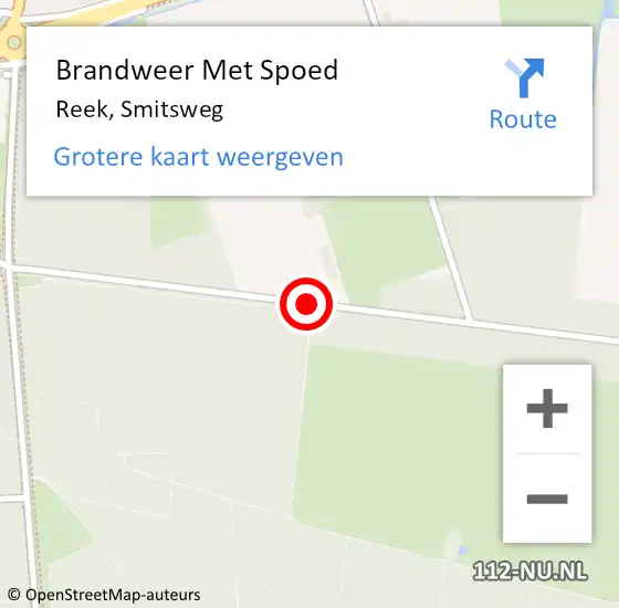 Locatie op kaart van de 112 melding: Brandweer Met Spoed Naar Reek, Smitsweg op 9 februari 2020 18:13