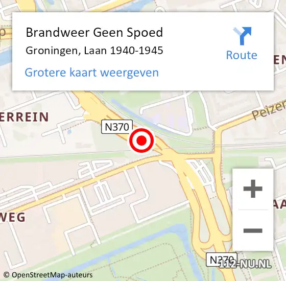 Locatie op kaart van de 112 melding: Brandweer Geen Spoed Naar Groningen, Laan 1940-1945 op 9 februari 2020 18:24