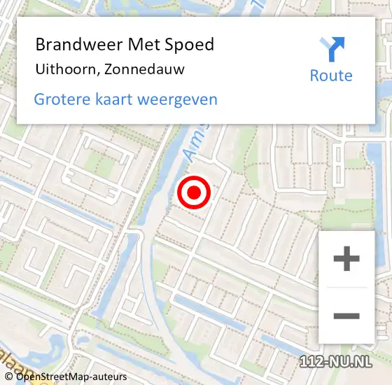 Locatie op kaart van de 112 melding: Brandweer Met Spoed Naar Uithoorn, Zonnedauw op 9 februari 2020 18:30