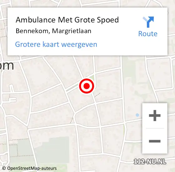 Locatie op kaart van de 112 melding: Ambulance Met Grote Spoed Naar Bennekom, Margrietlaan op 9 februari 2020 18:34