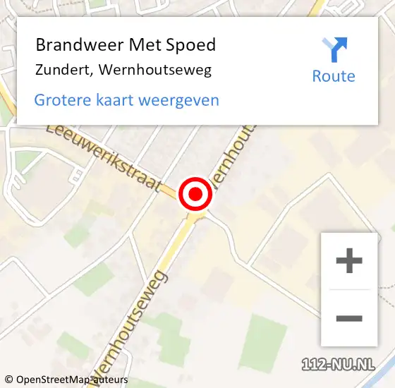 Locatie op kaart van de 112 melding: Brandweer Met Spoed Naar Zundert, Wernhoutseweg op 9 februari 2020 18:34