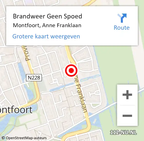 Locatie op kaart van de 112 melding: Brandweer Geen Spoed Naar Montfoort, Anne Franklaan op 9 februari 2020 18:35