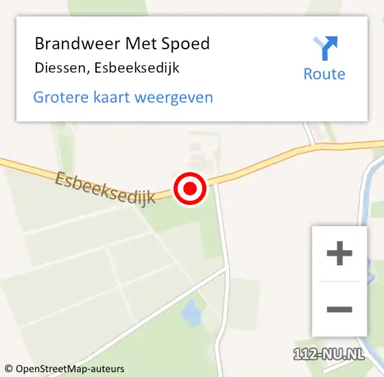 Locatie op kaart van de 112 melding: Brandweer Met Spoed Naar Diessen, Esbeeksedijk op 9 februari 2020 18:36