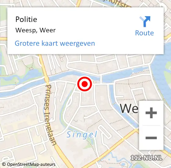 Locatie op kaart van de 112 melding: Politie Weesp, Weer op 9 februari 2020 18:50