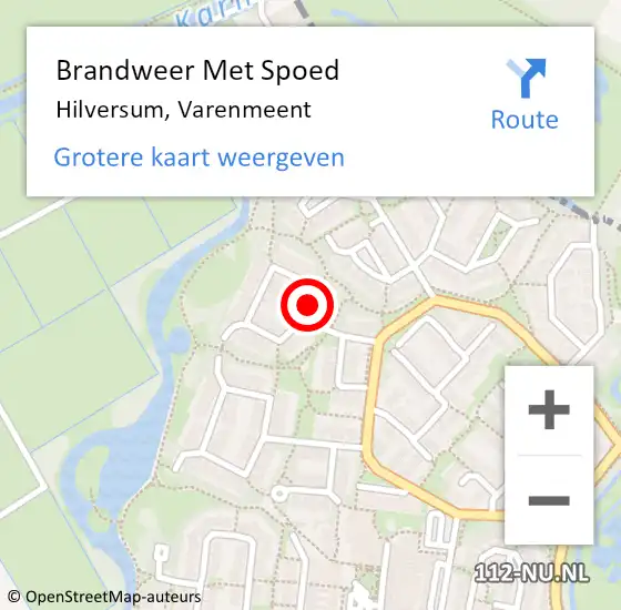 Locatie op kaart van de 112 melding: Brandweer Met Spoed Naar Hilversum, Varenmeent op 9 februari 2020 19:00